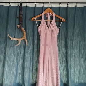 Pink & Brown Polka Dot Halter Dress
